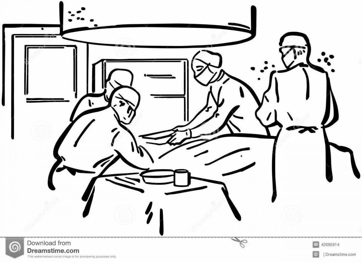 Playful surgery coloring page