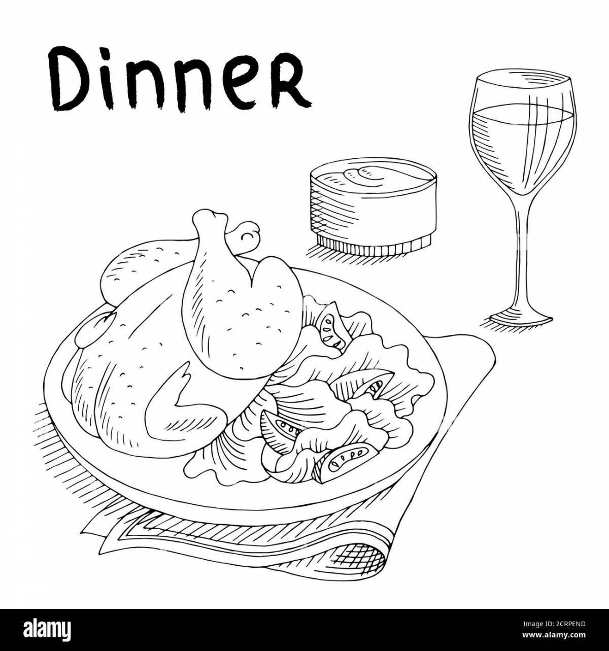 Delicious dinner coloring page