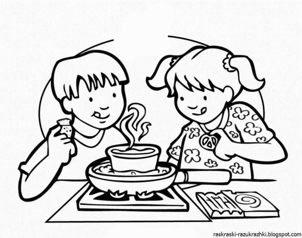 Страница раскраски «соблазнительный ужин»