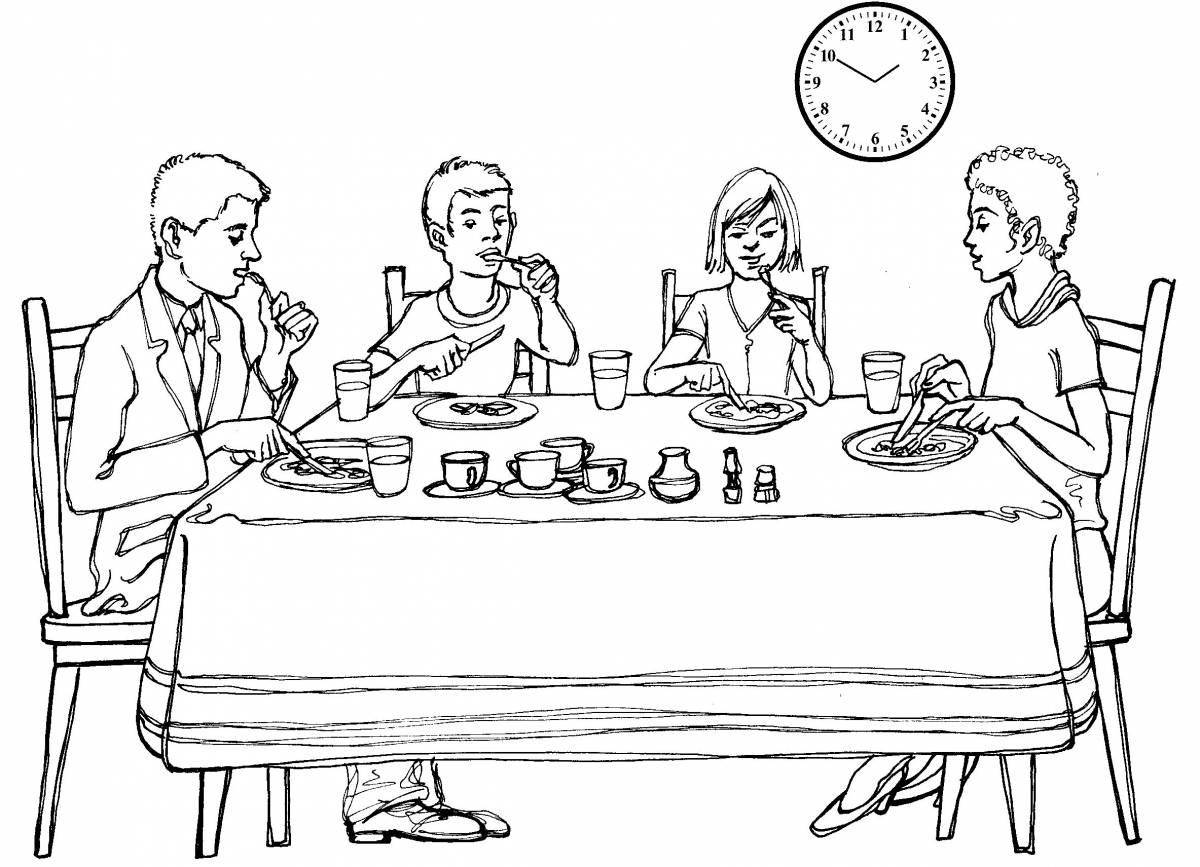 Delicious dinner coloring page