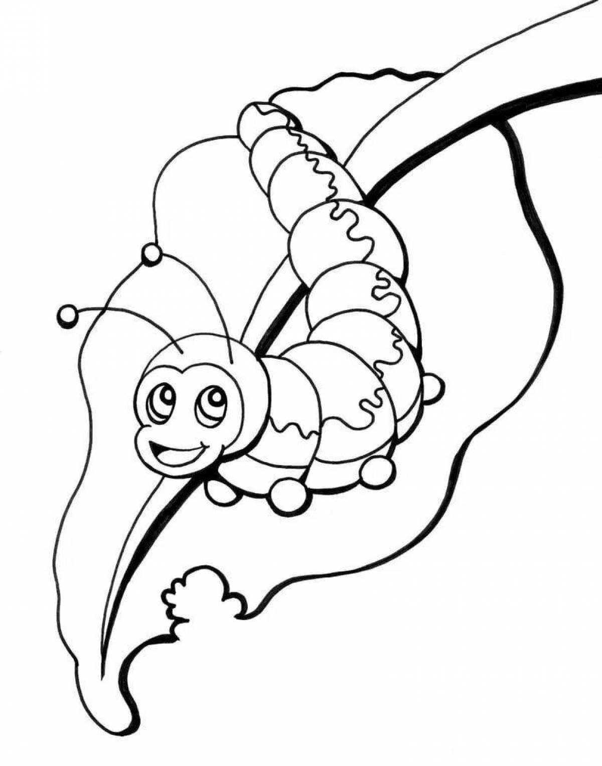 Adorable caterpillar coloring page