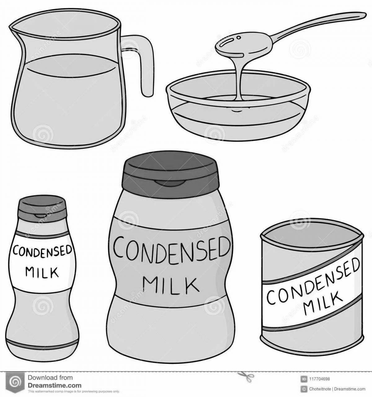 Joyful condensed milk coloring page