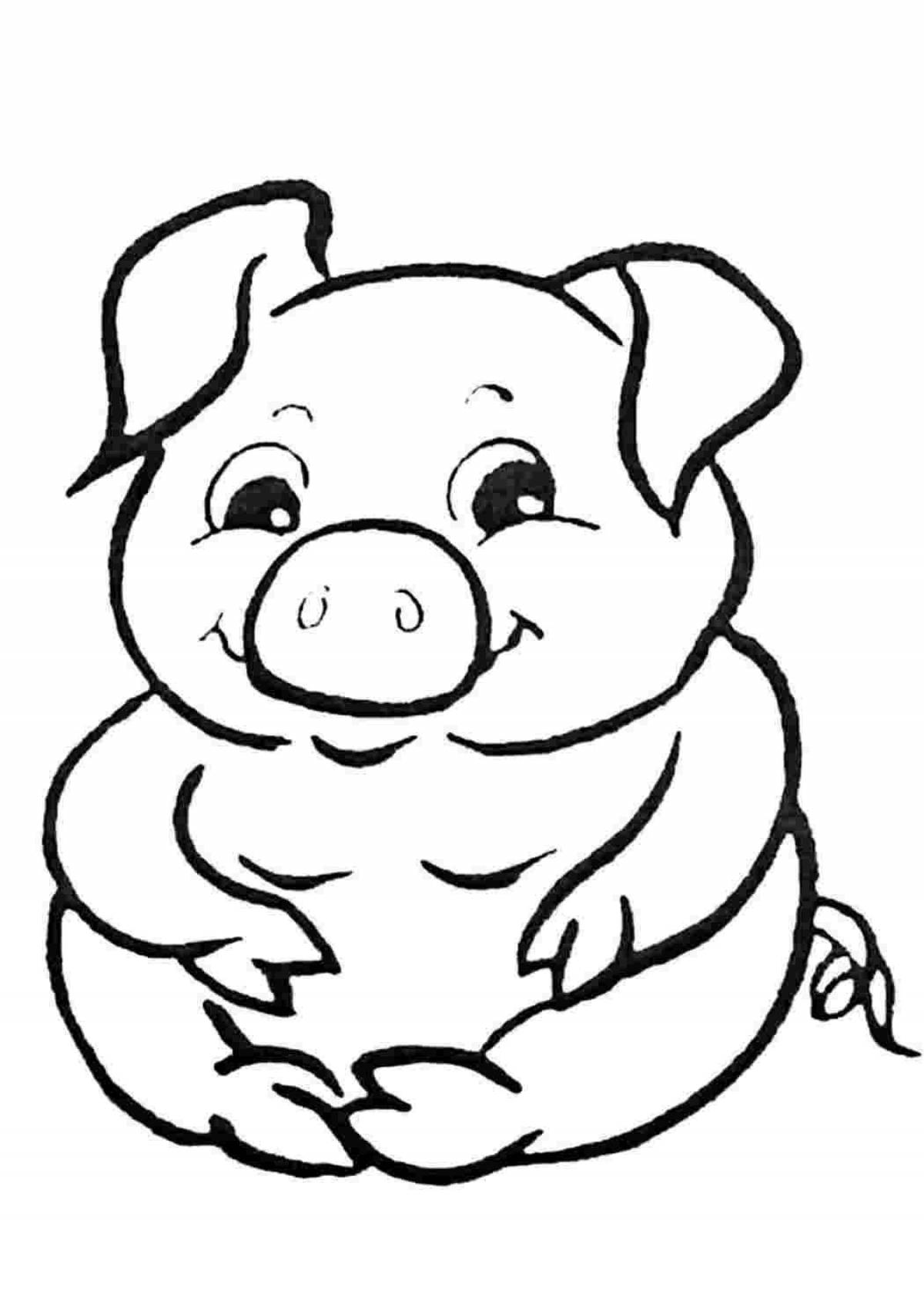 Snuggable coloring page piggy