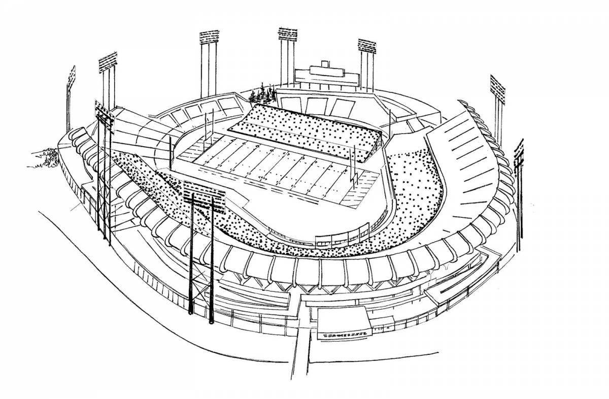 Яркая страница раскраски стадиона