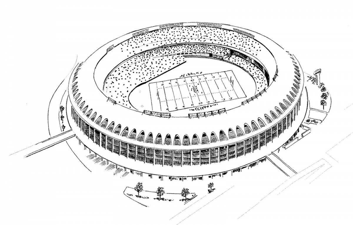 Brightly colored stadium coloring page