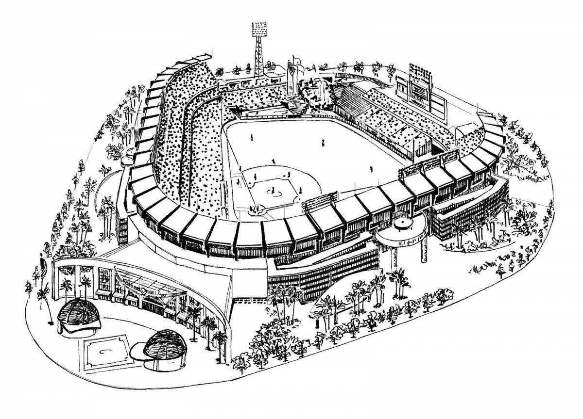 Greatly colored stadium coloring page