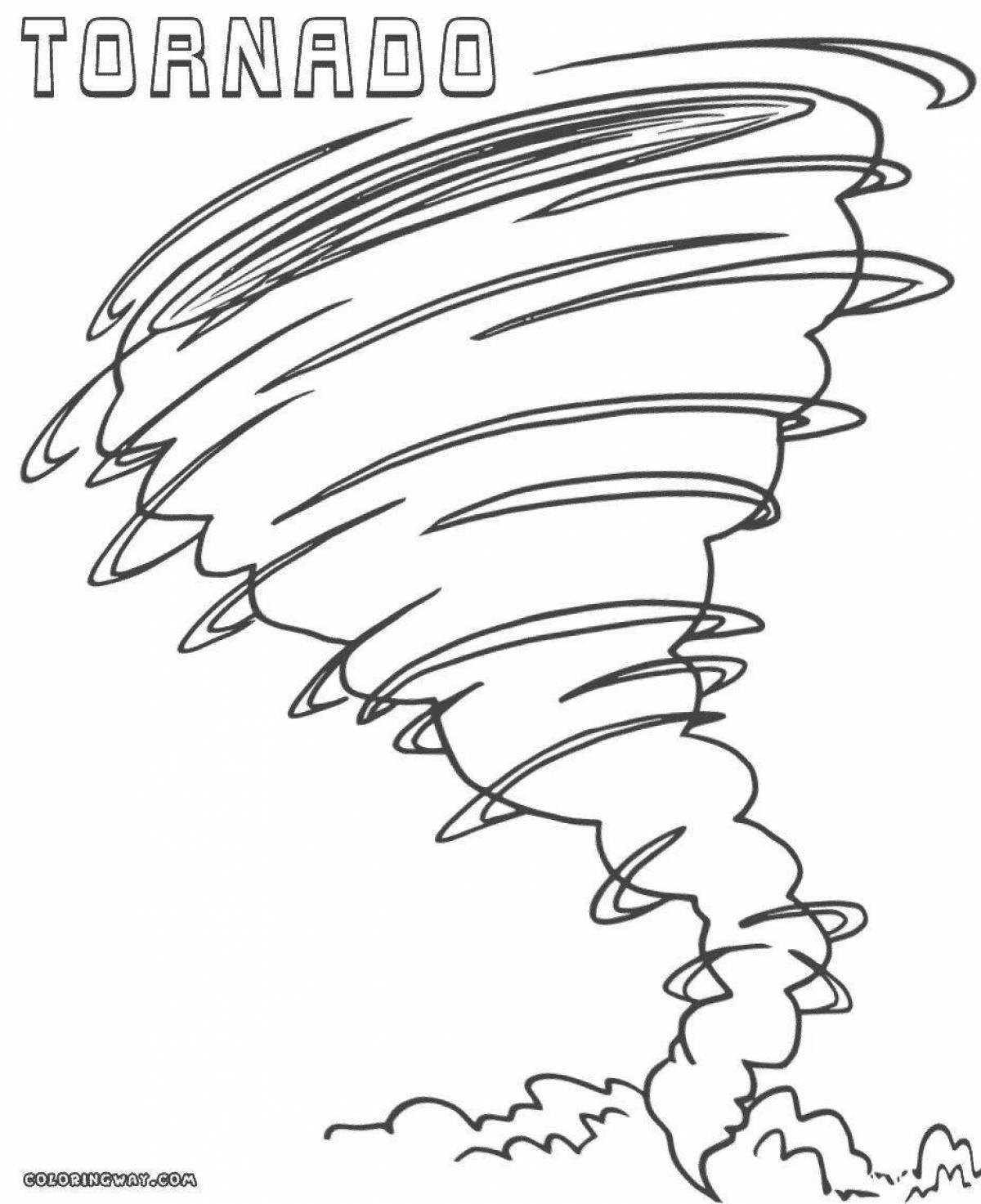Colorfully detailed tornado coloring page