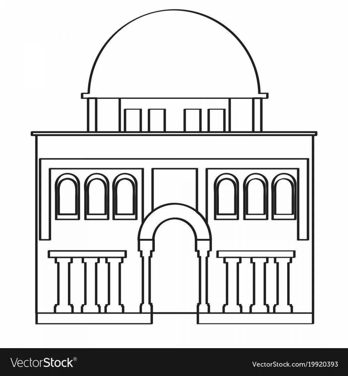Exquisite synagogue coloring page