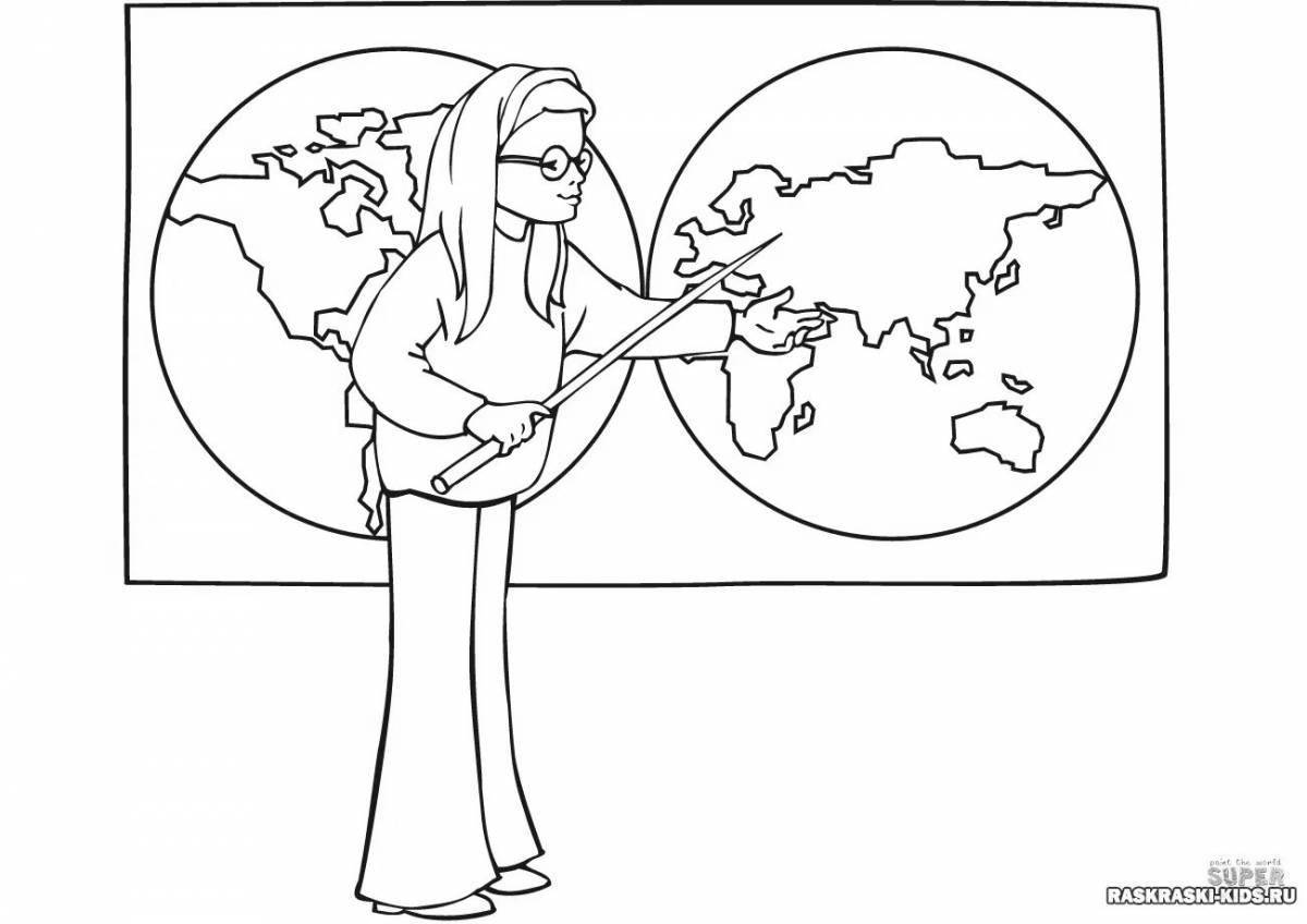 Adorable geography coloring page