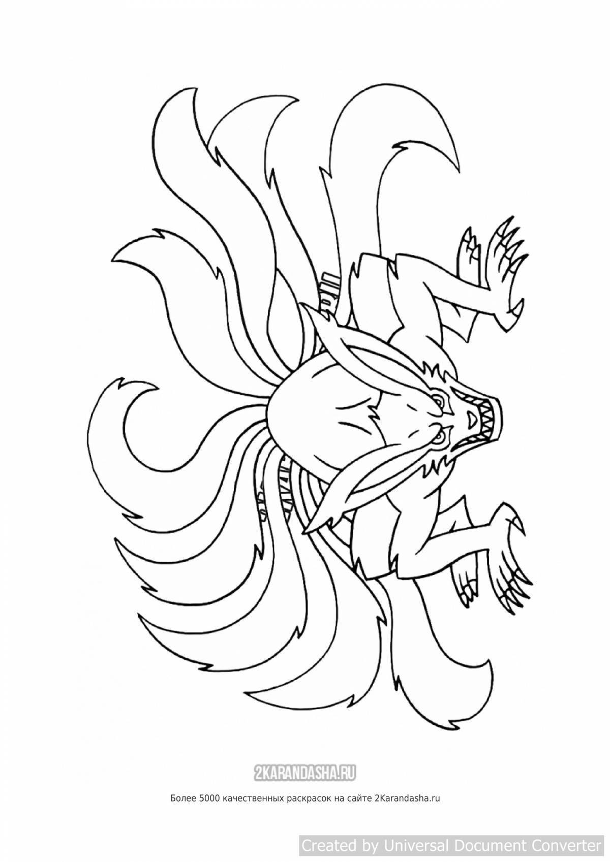 Coloring page joyful nine-tailed