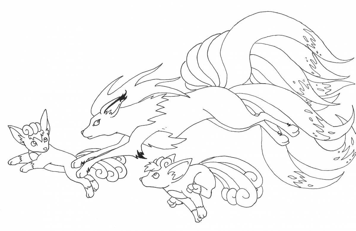 Mysterious nine-tailed coloring page