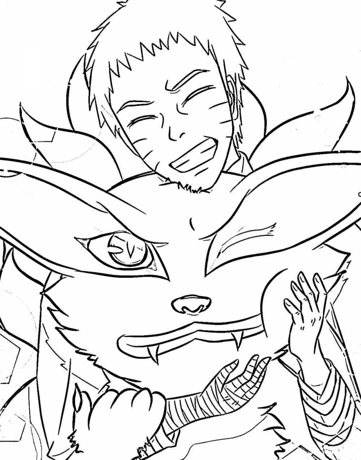 Nine tails playful coloring page