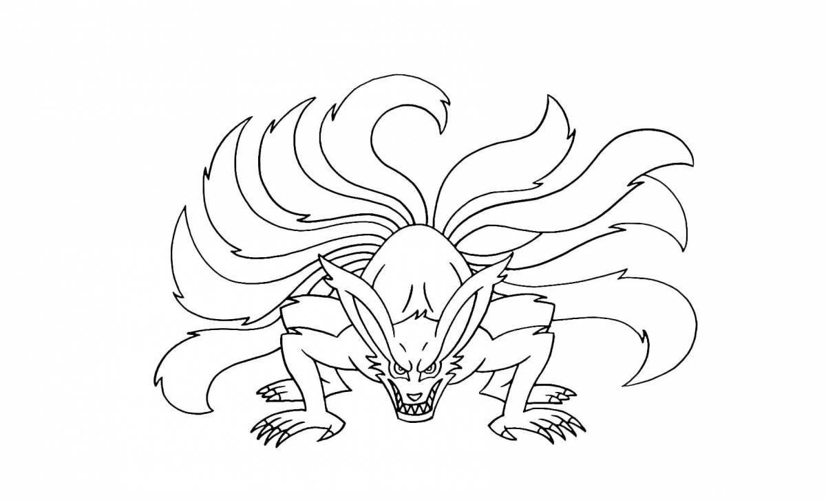 Humorous coloring book with nine tails