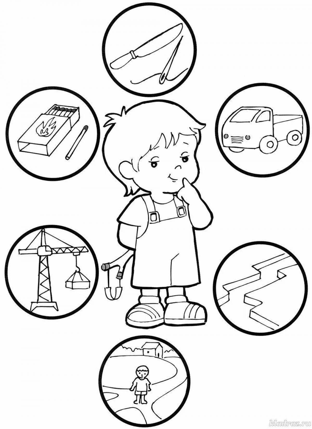 Electrical safety information coloring page