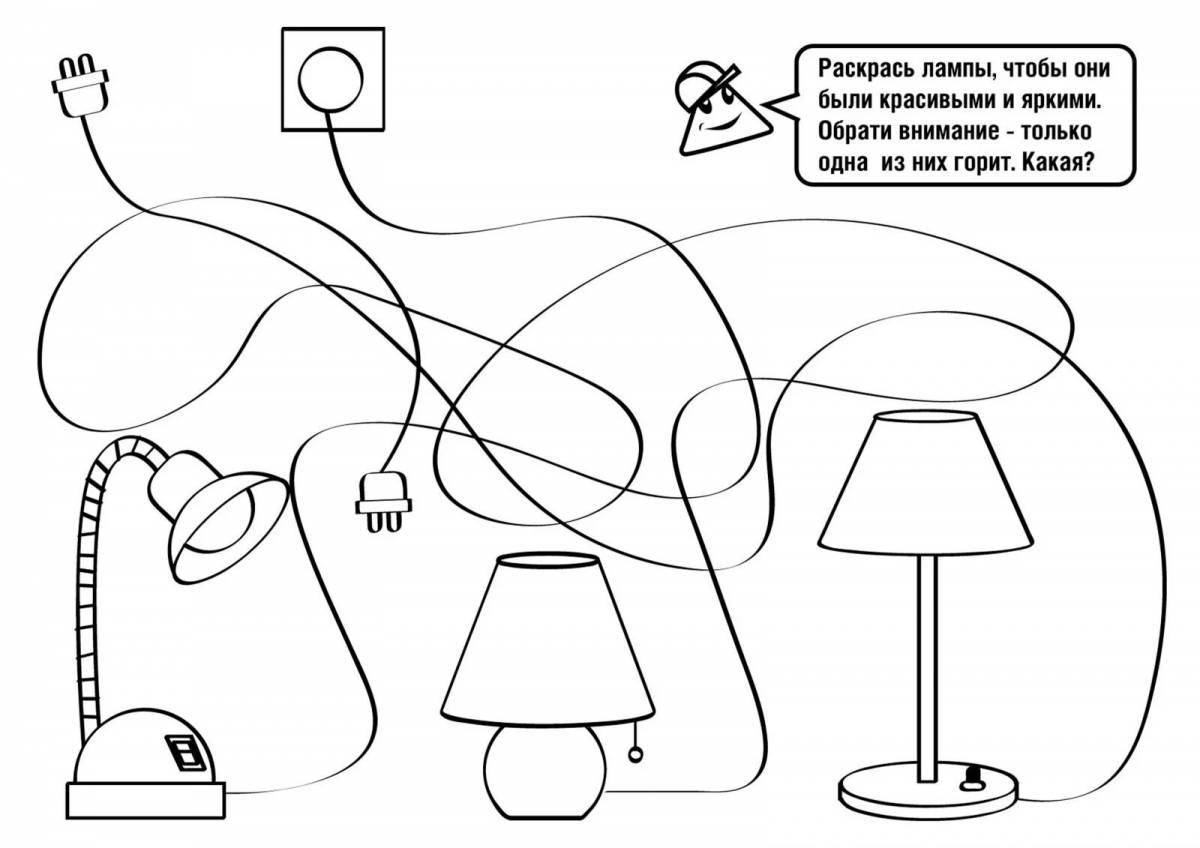 Detailed electrical safety coloring page