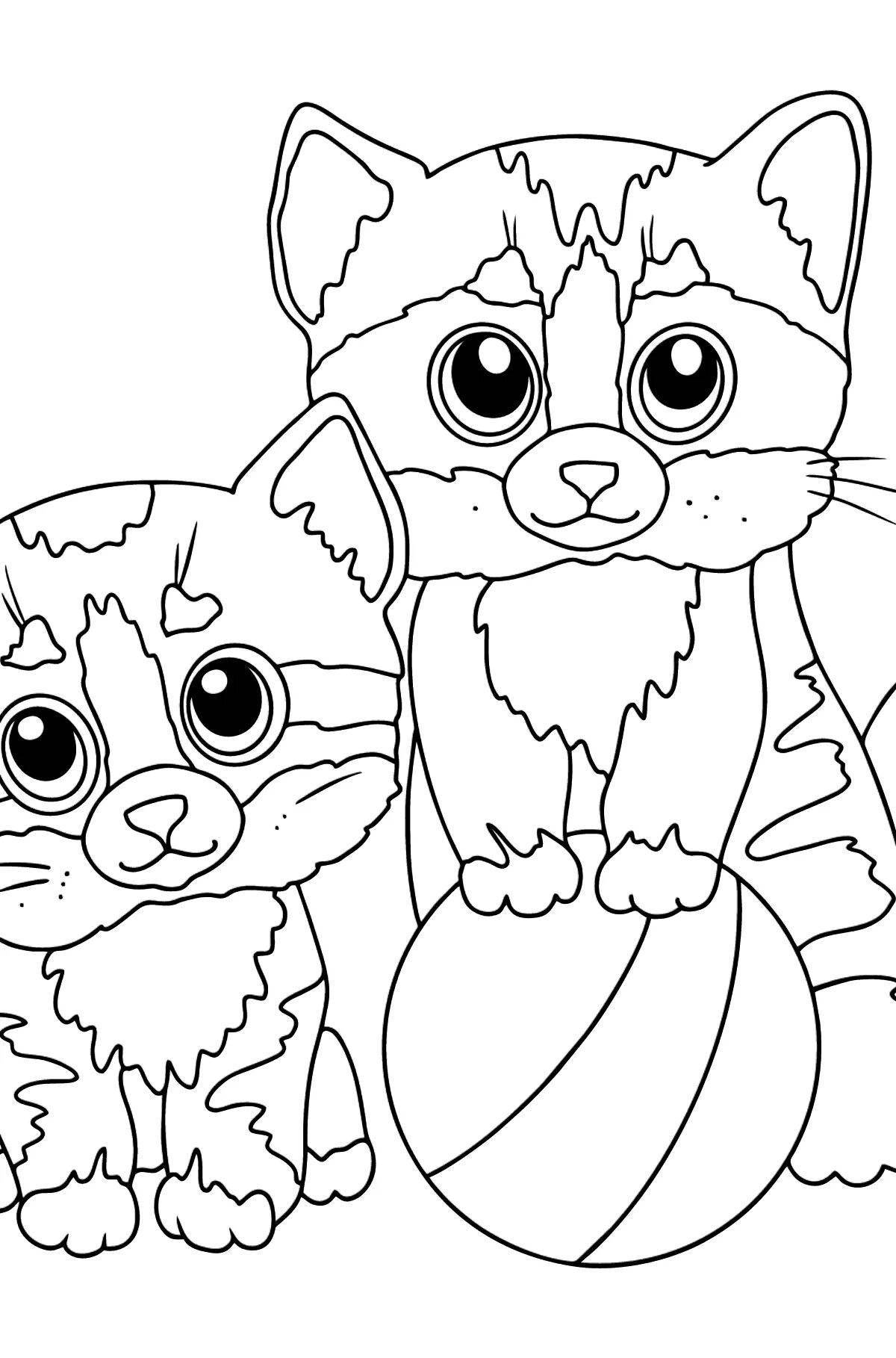 Naughty kitten coloring page