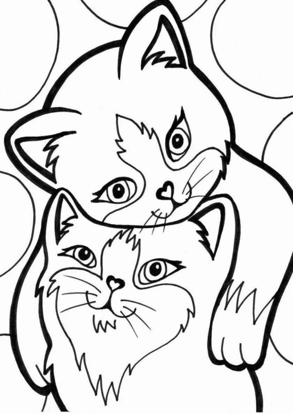 Snuggly kitten coloring page