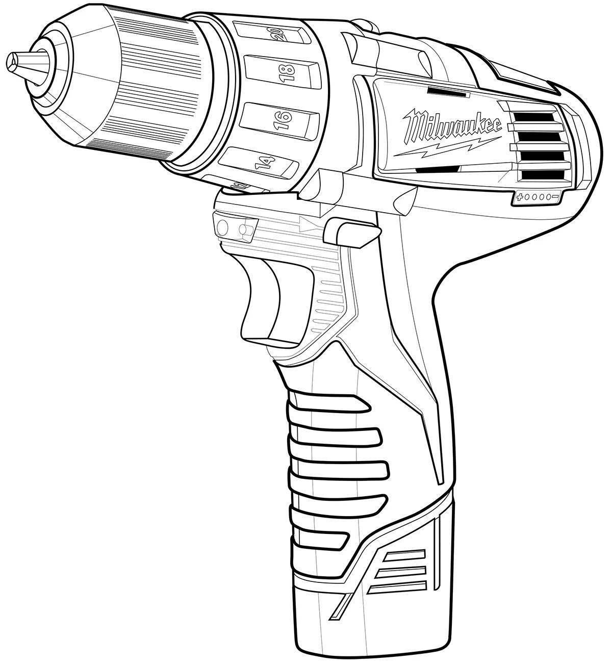 Stylish screwdriver coloring page