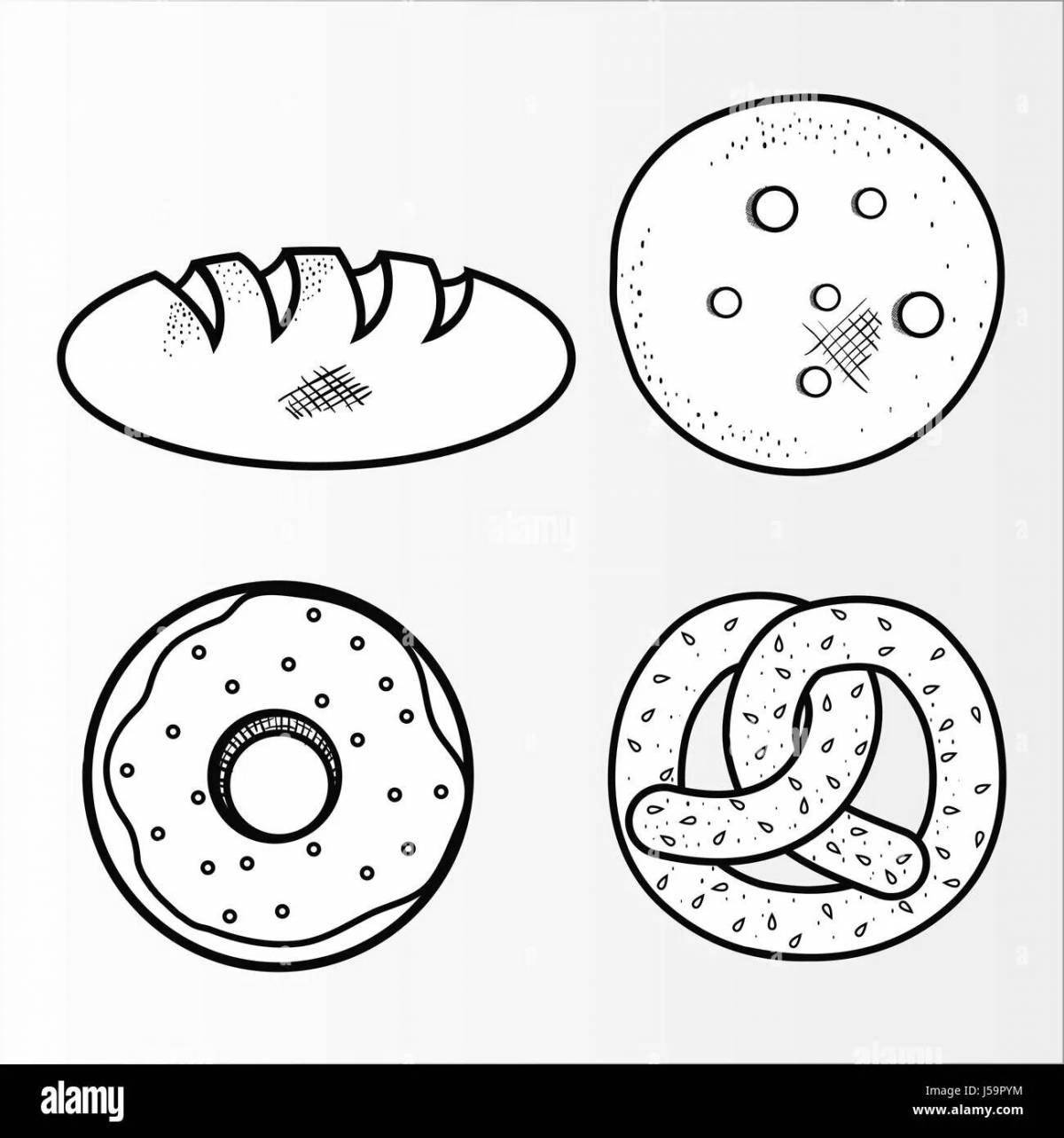Colored cascading bagels coloring page