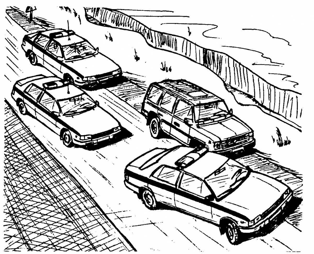 Colorful parking lot coloring page