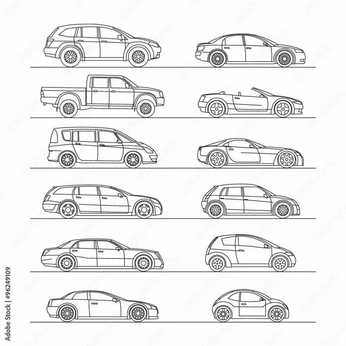 Busy parking lot coloring page