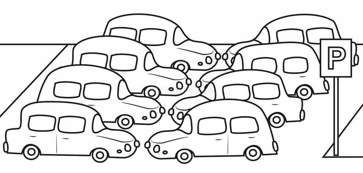 Hypnotic parking coloring page