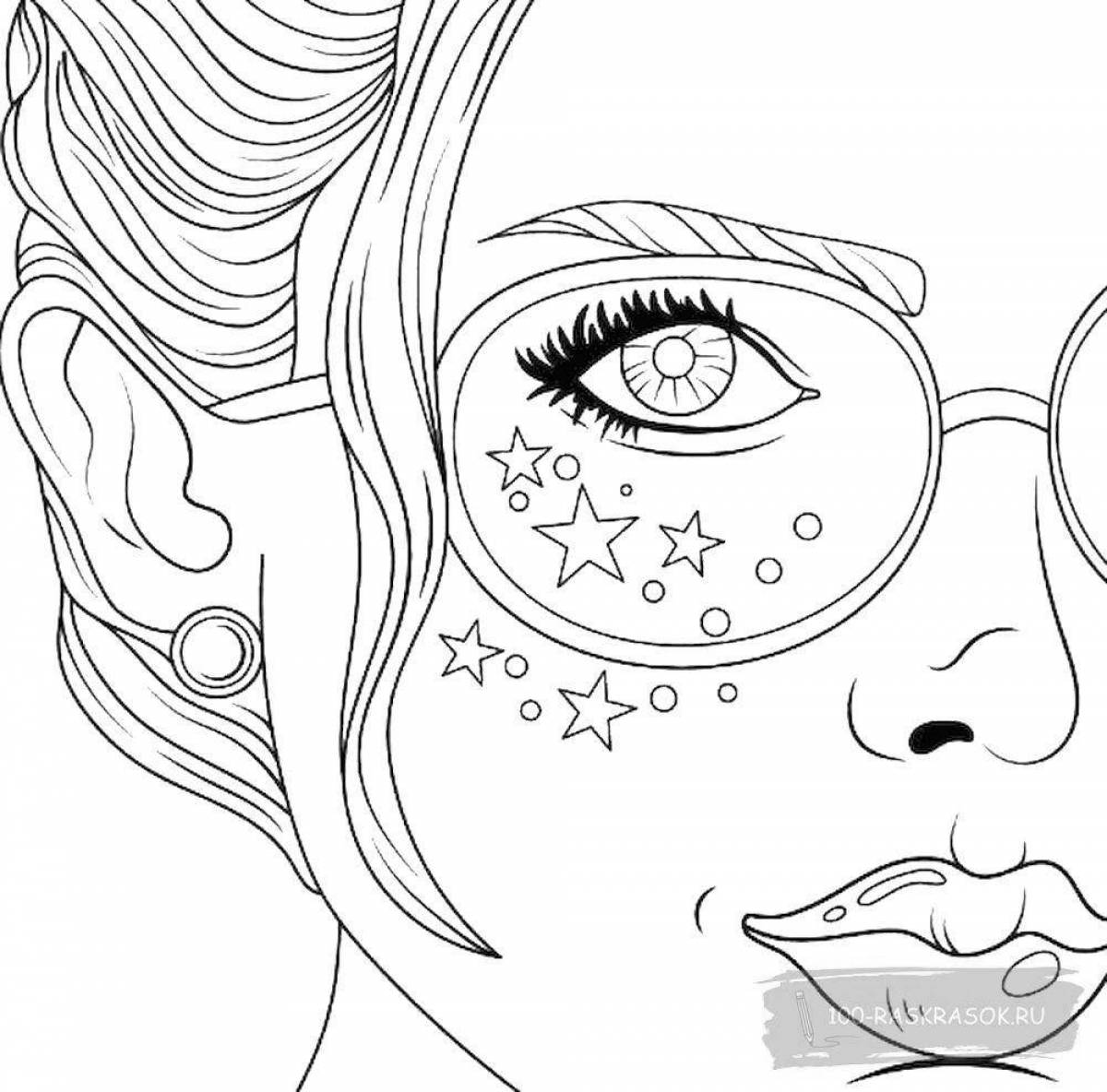 Coloring book cheerful beautician girl