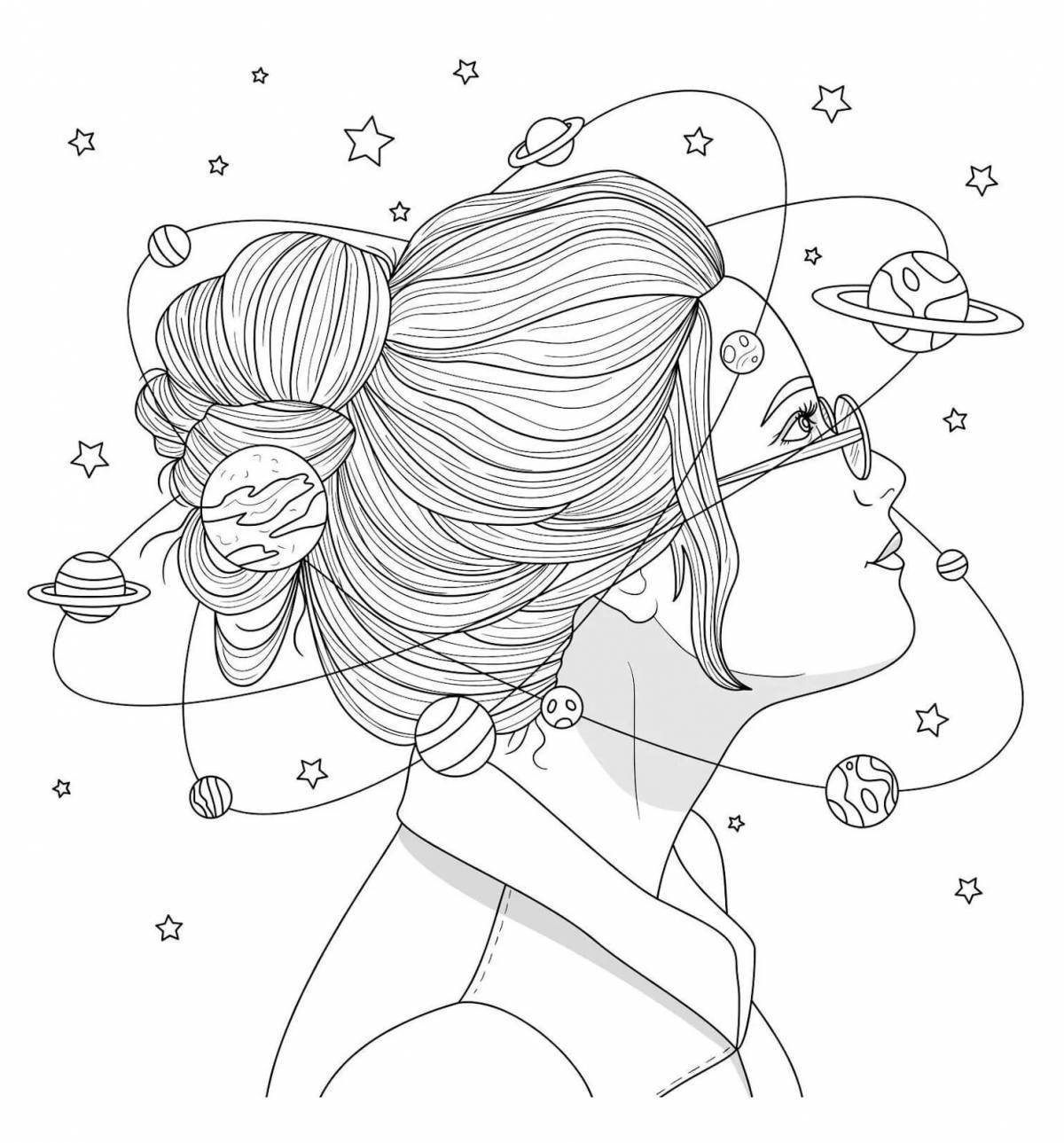 Playful beautician girl coloring page