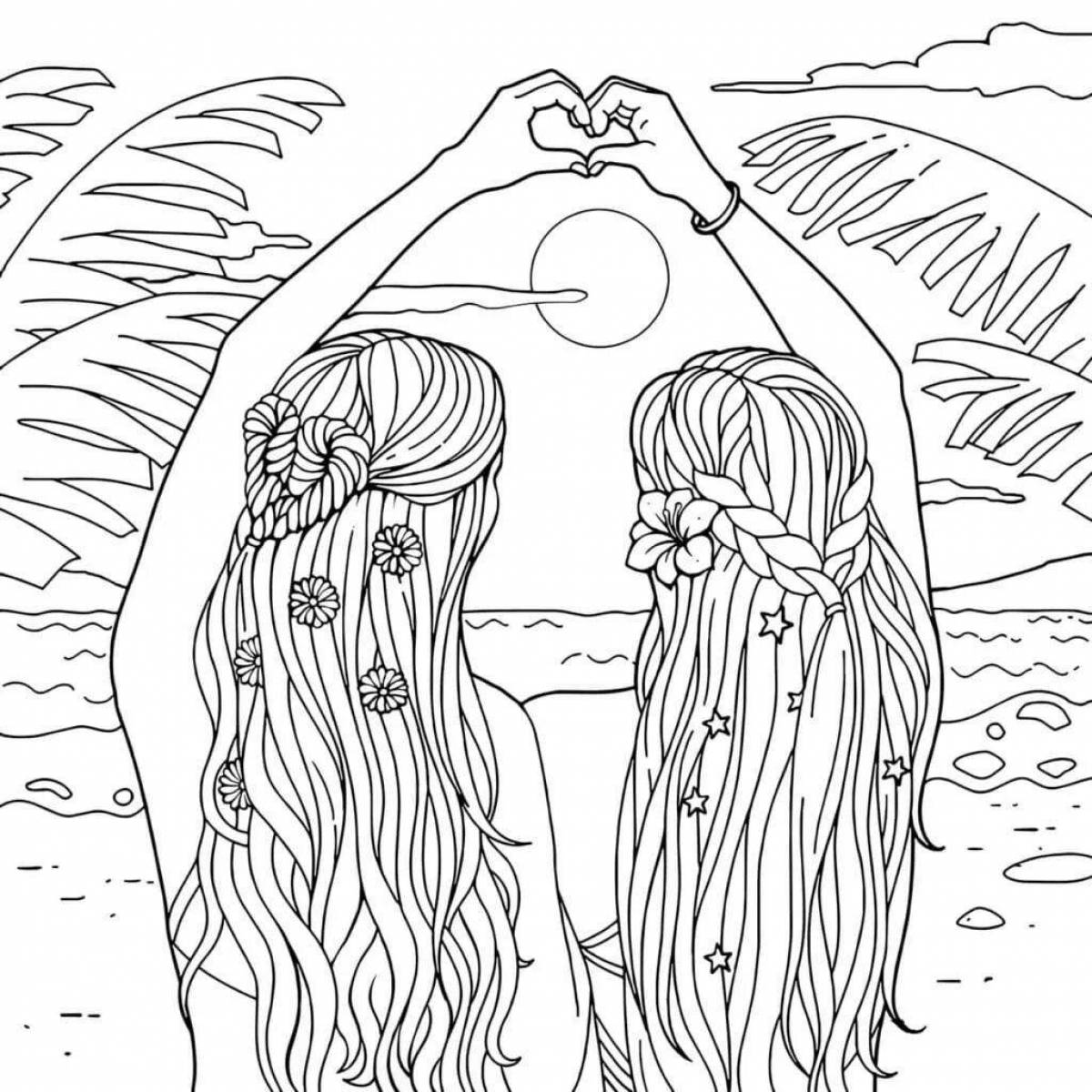 Coloring page charming beautician girl