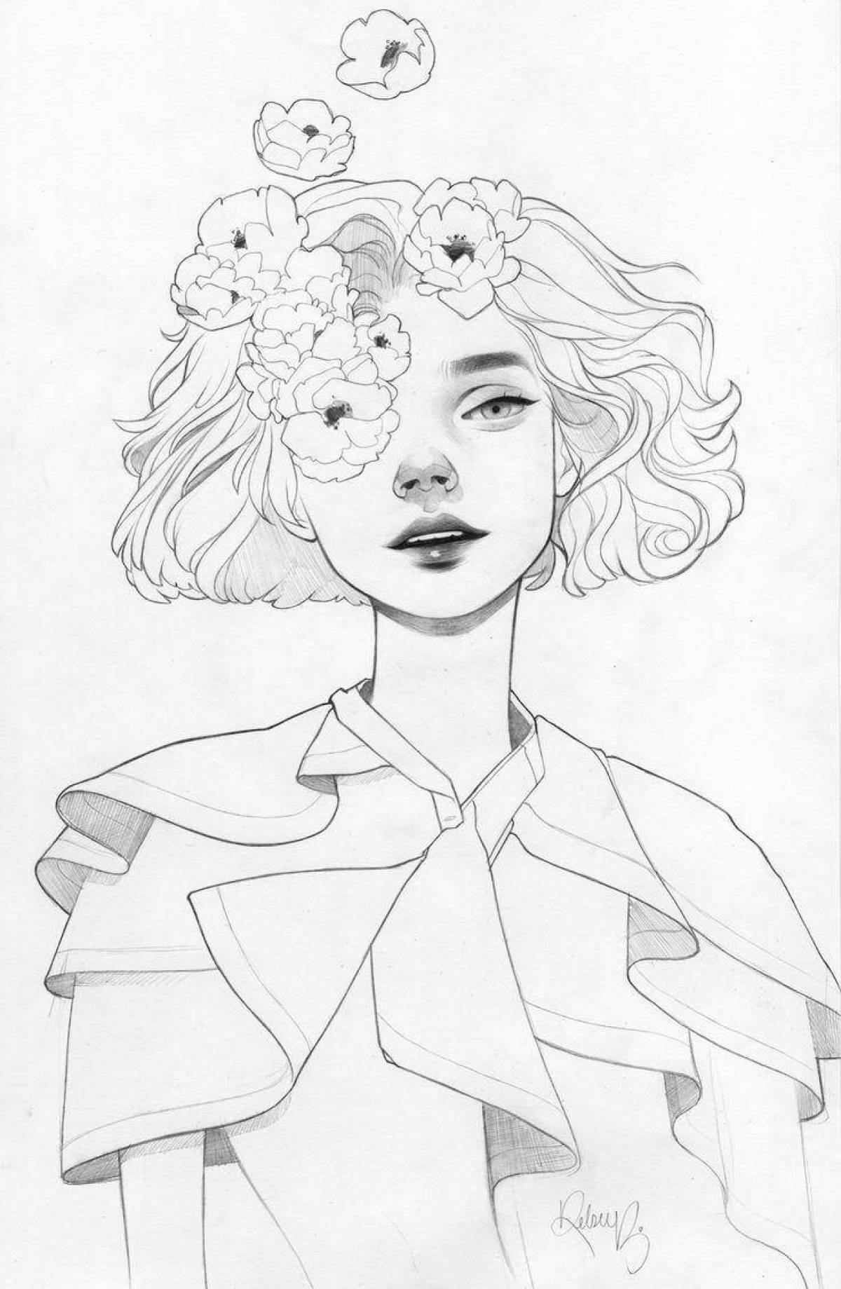 Animated beautician girl coloring page