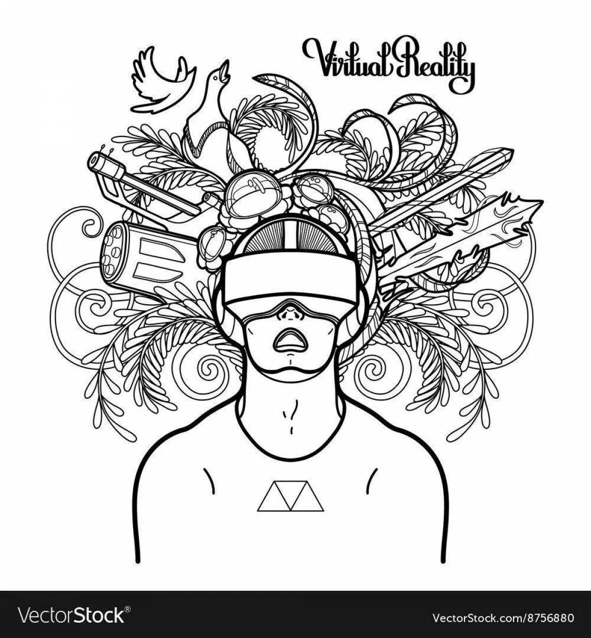 Красочная страница раскраски виртуальной реальности