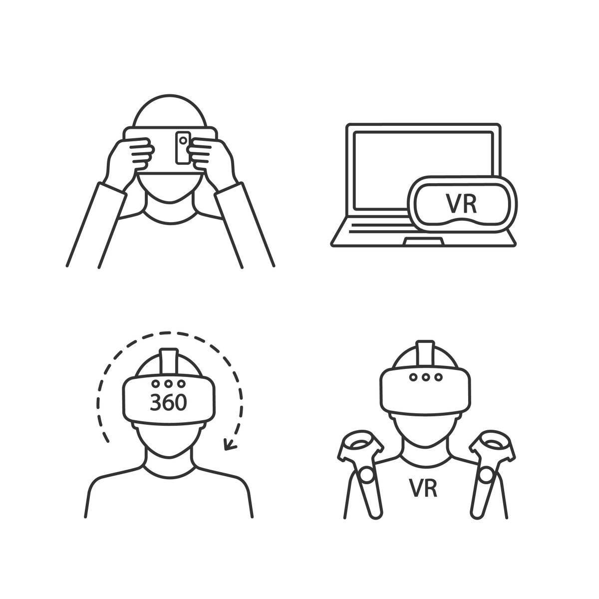 Яркая страница раскраски виртуальной реальности