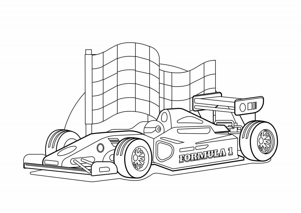 Colourful jet car coloring page