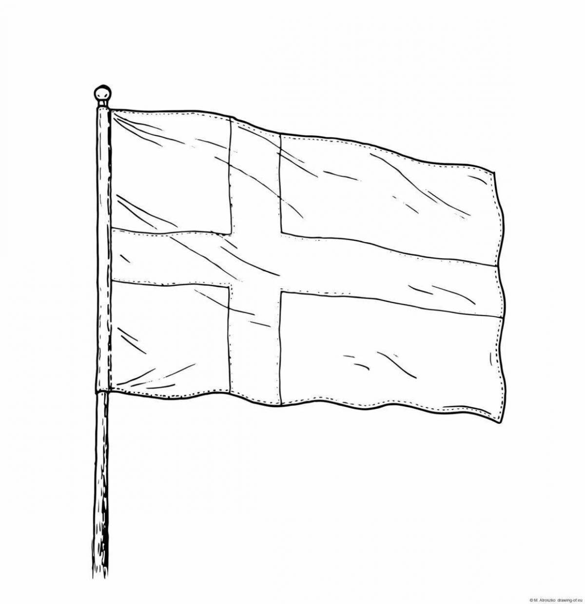 Цветная страница раскраски с флагом дании