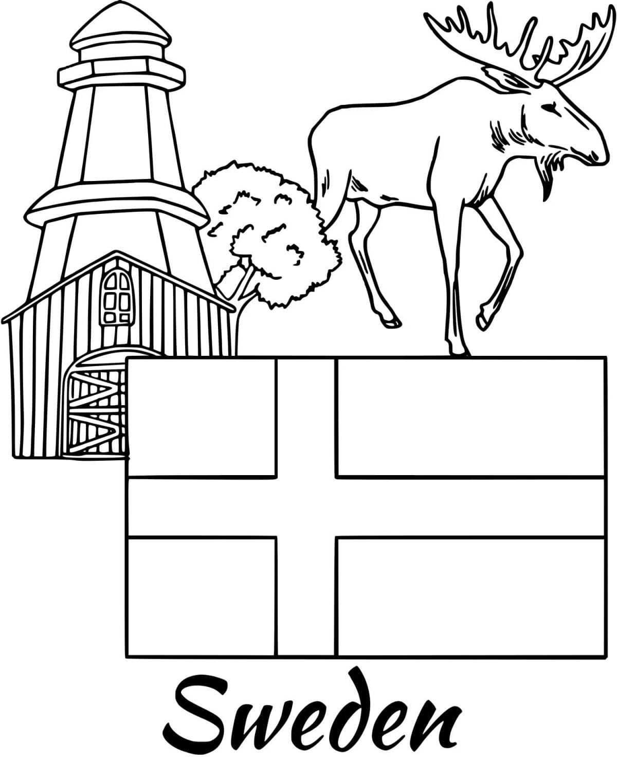 Attractive denmark flag coloring page