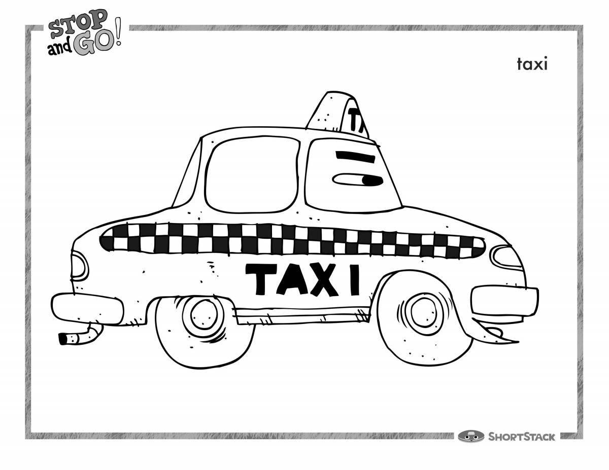 Очаровательная страница раскраски такси грант