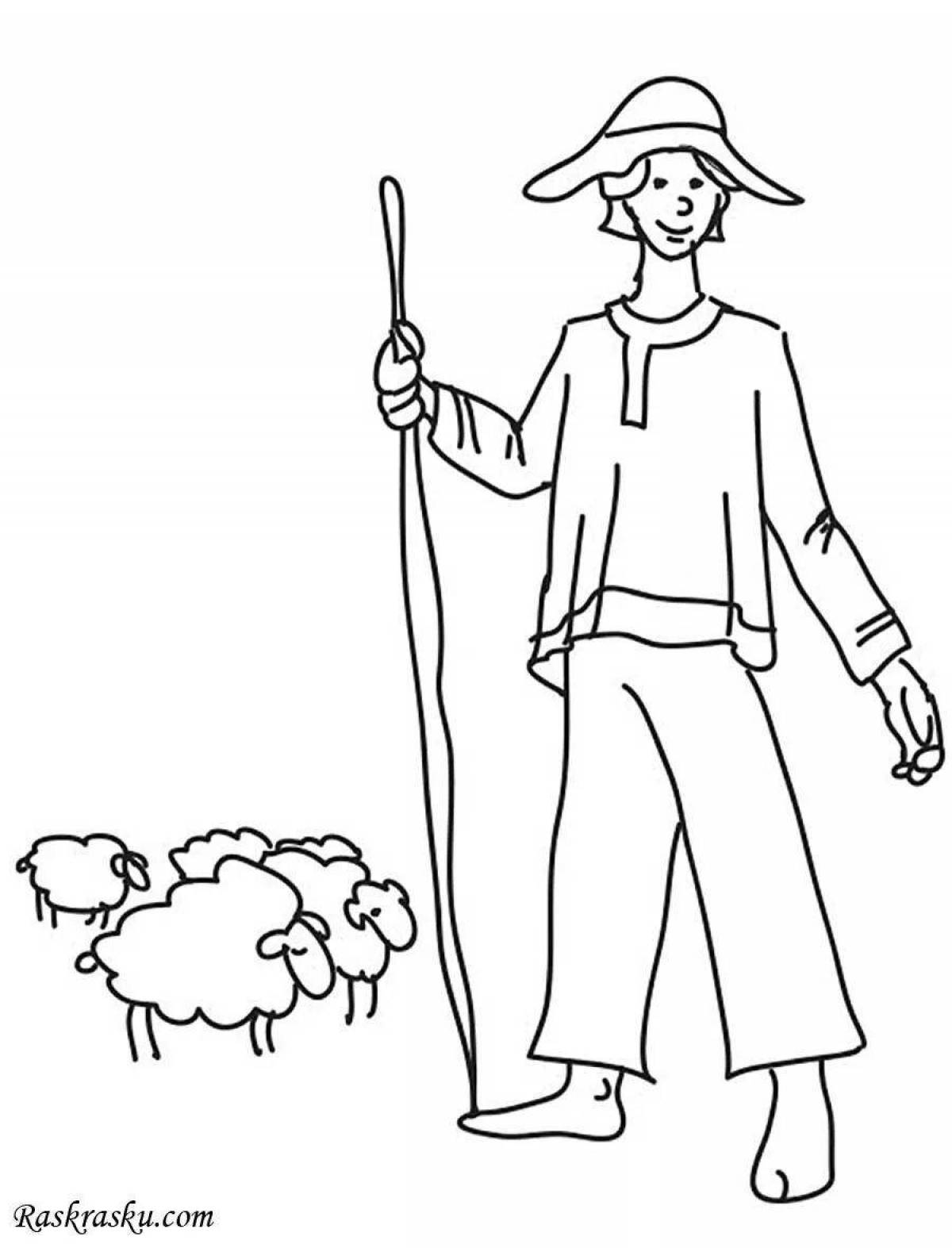 Colorful peasant labor coloring page