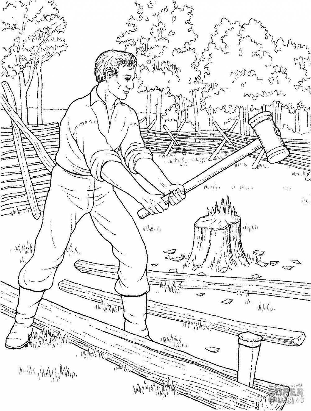 Coloring page fascinating peasant labor