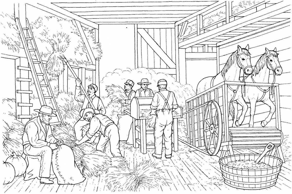 Coloring majestic peasant labor