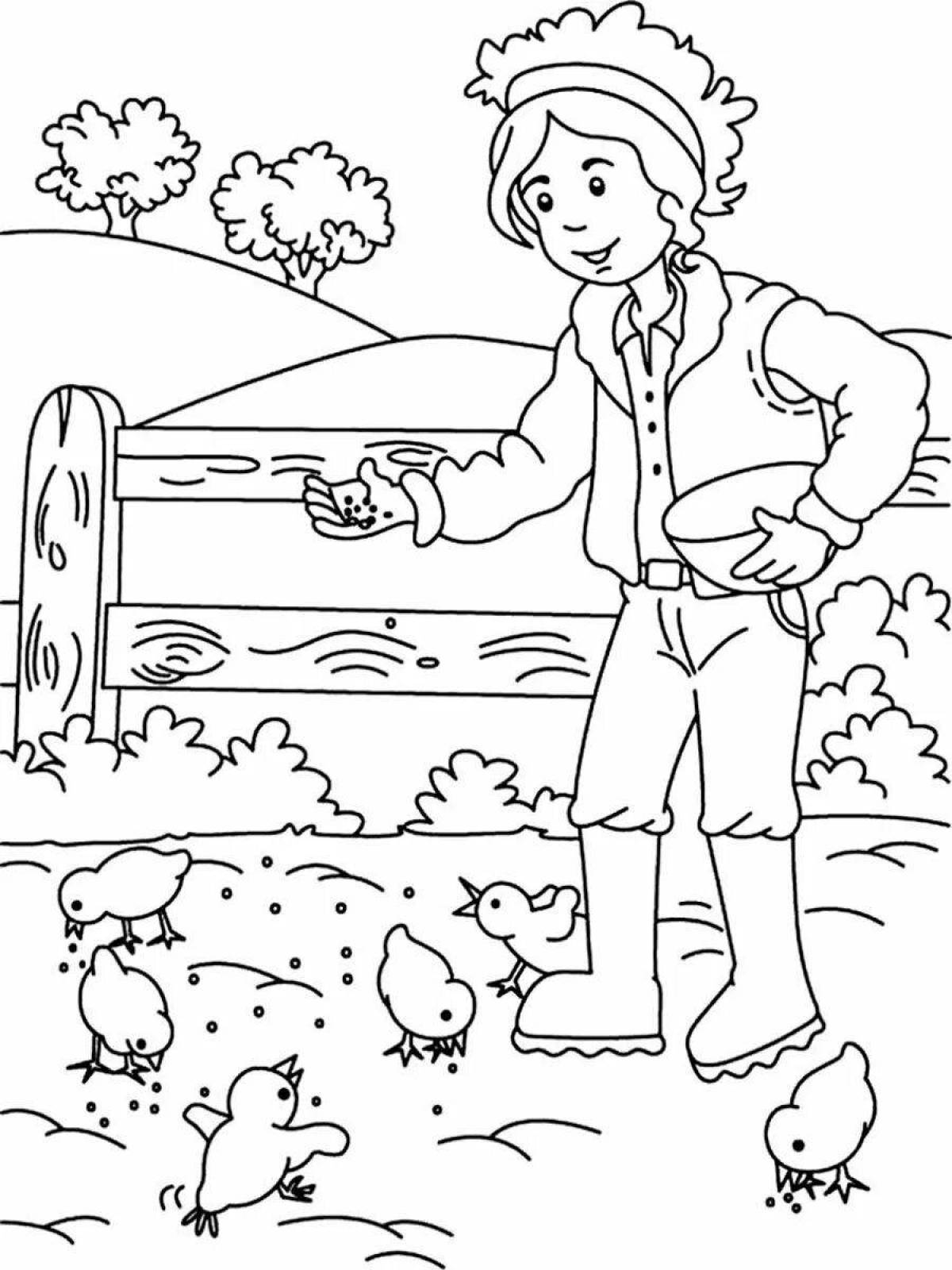Joyful agriculture coloring page