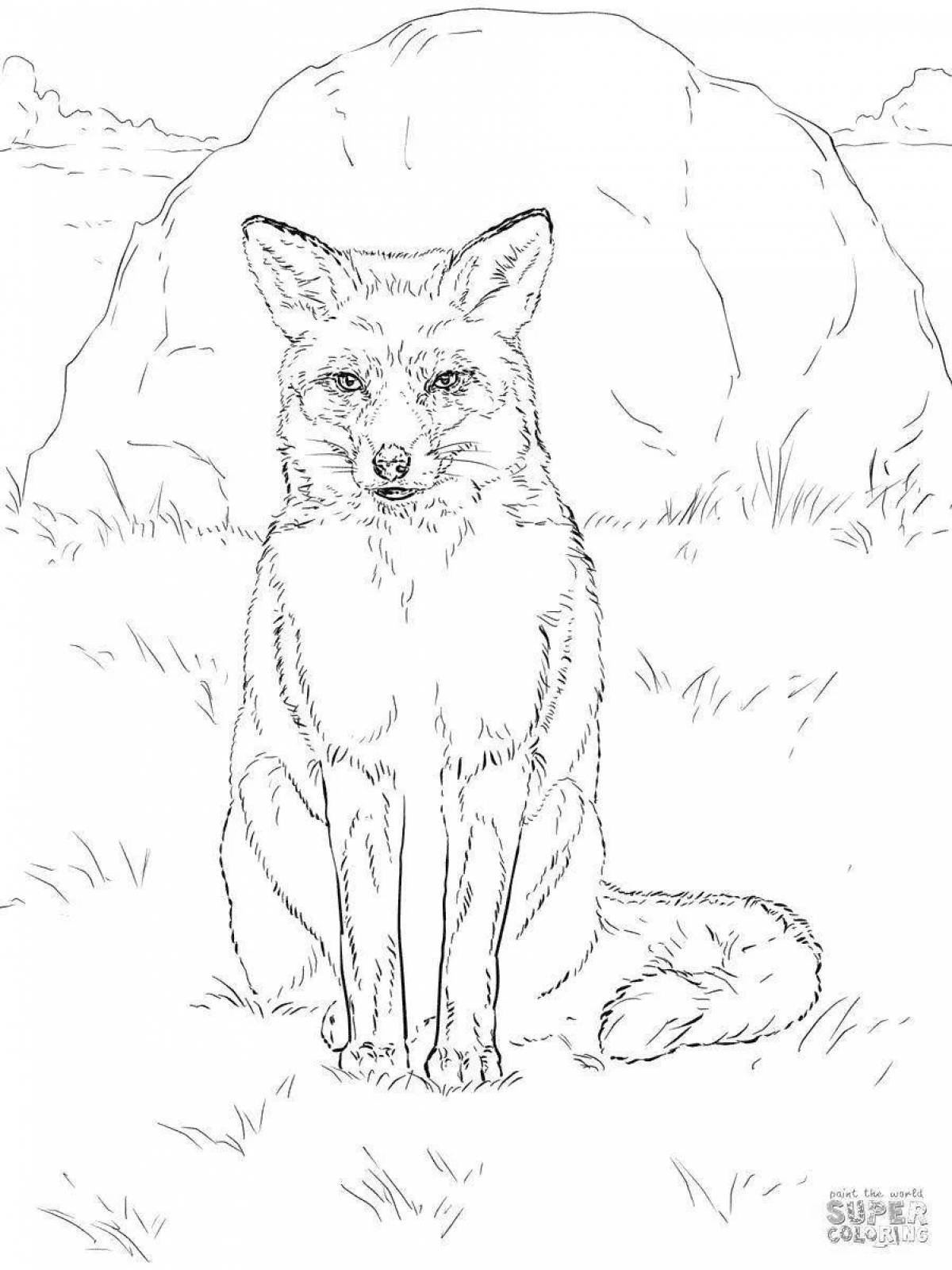 Majestic fox coloring realistic