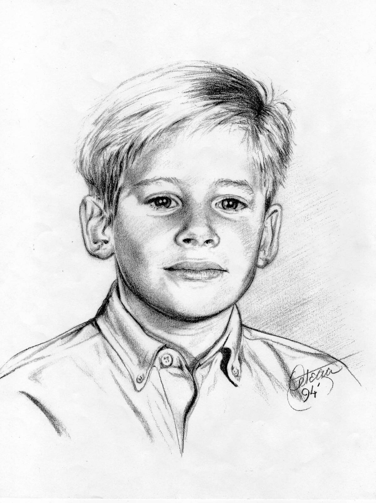 Портрет мальчика карандашом для детей