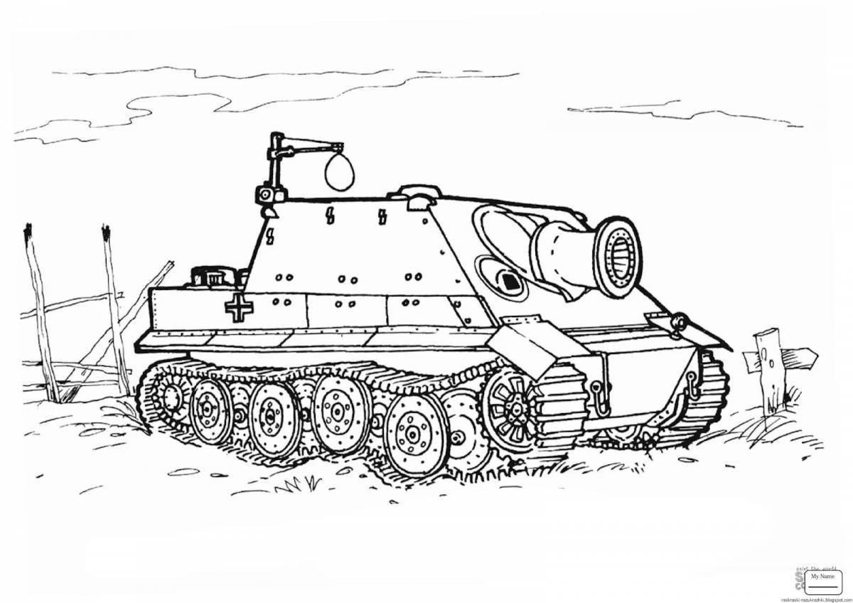 Увлекательная раскраска танка для печати