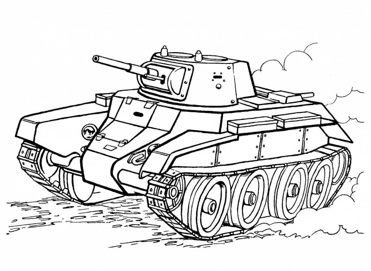 Amazing printed tank coloring page