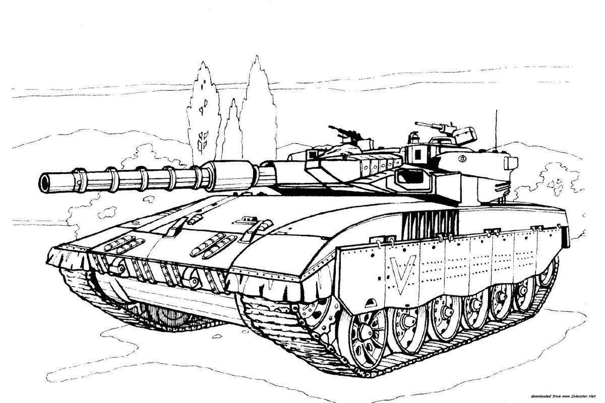 Раскраска с потрясающим принтом танка
