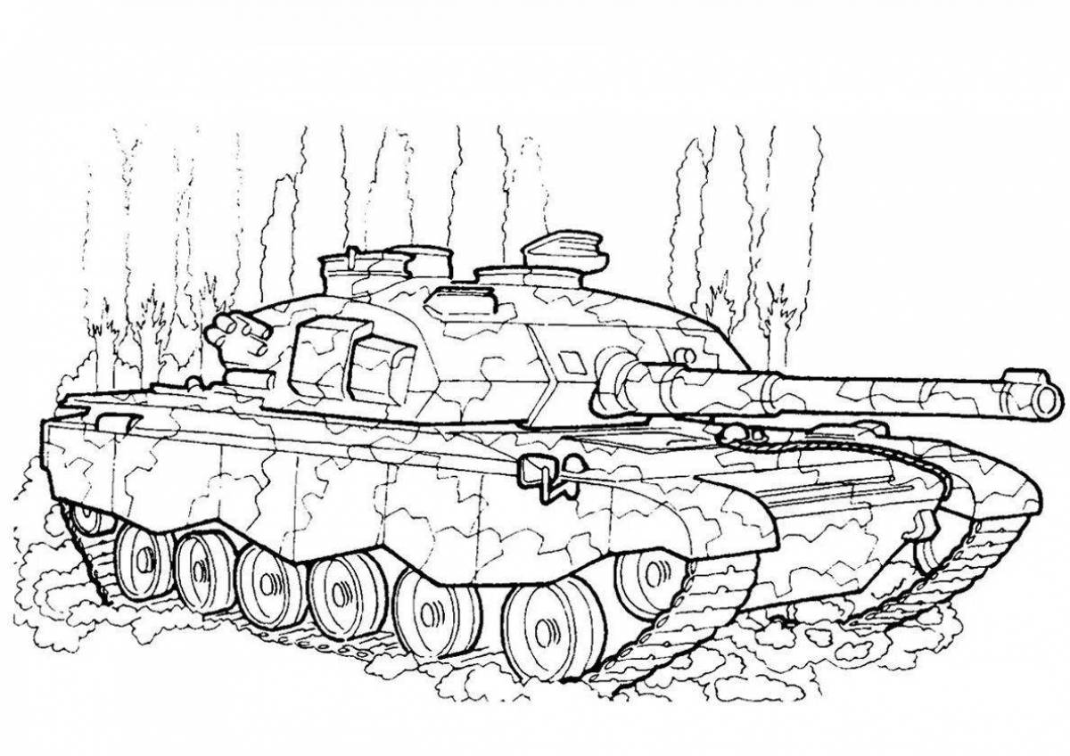 Раскраска эффектный танк с принтом