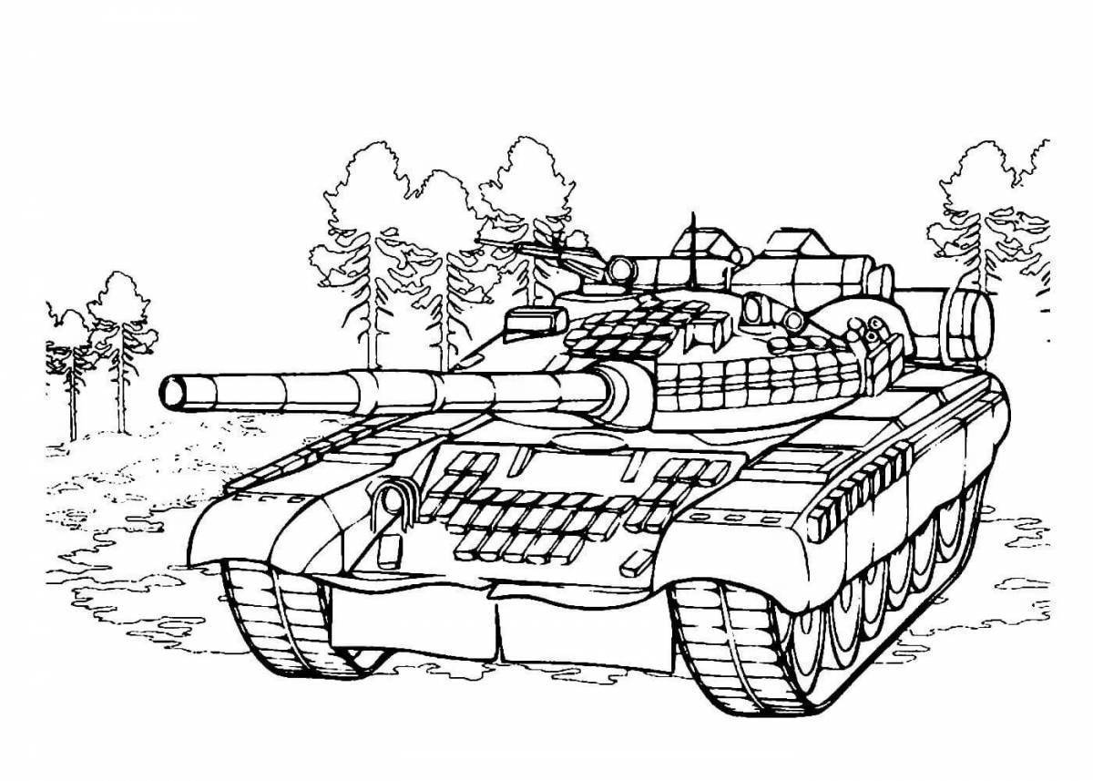 Великолепная страница раскраски танка с принтом