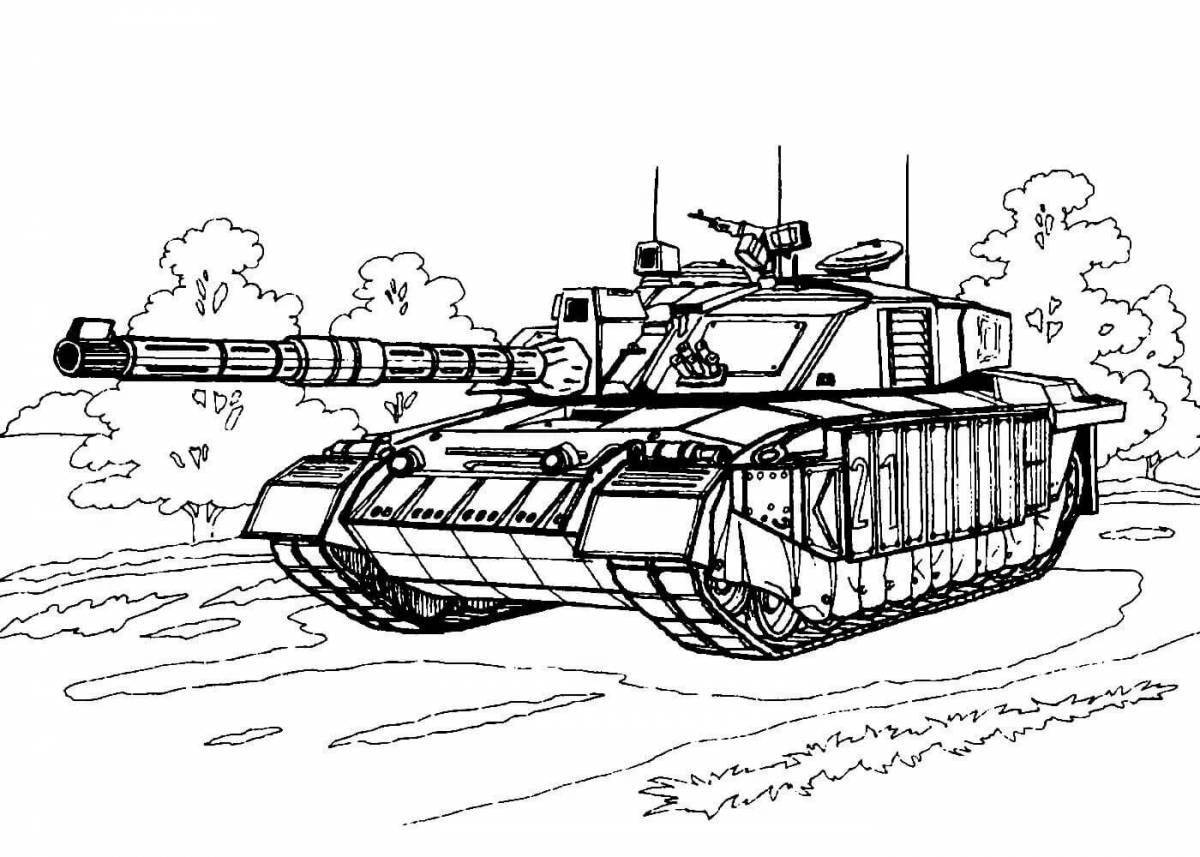 Exquisite printed tank coloring page