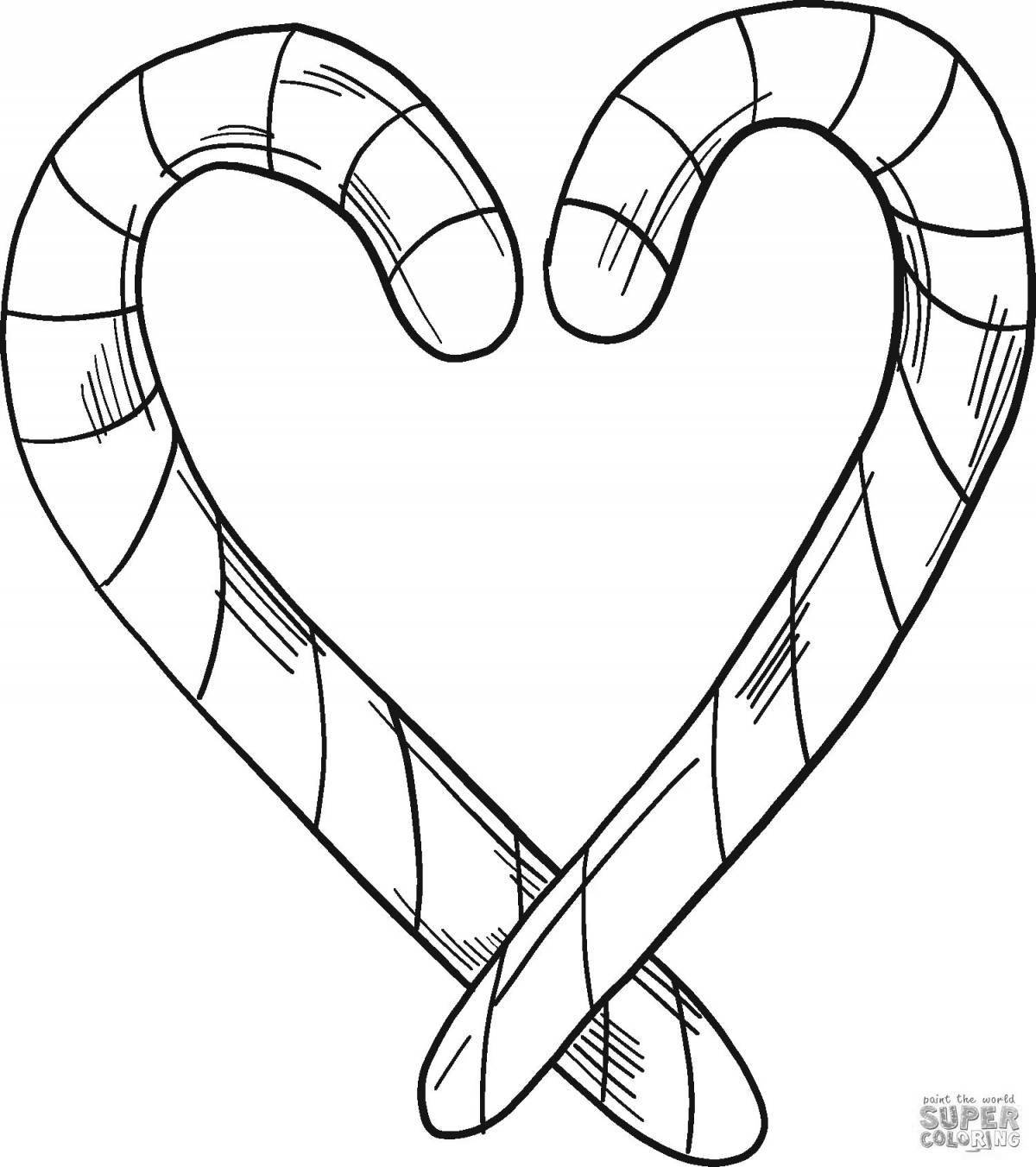 Glowing candy cane coloring page