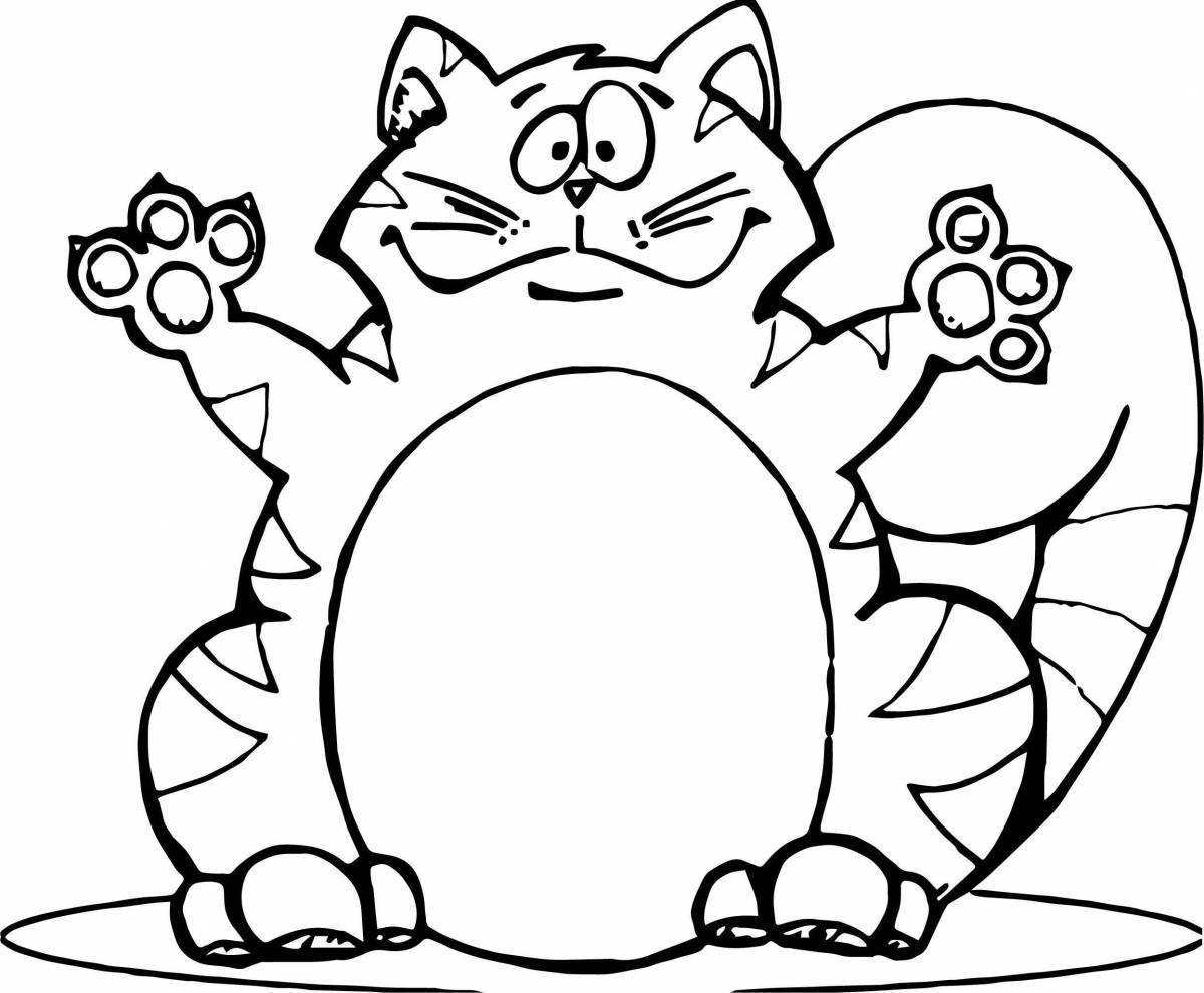 Coloring book playful chubby cat
